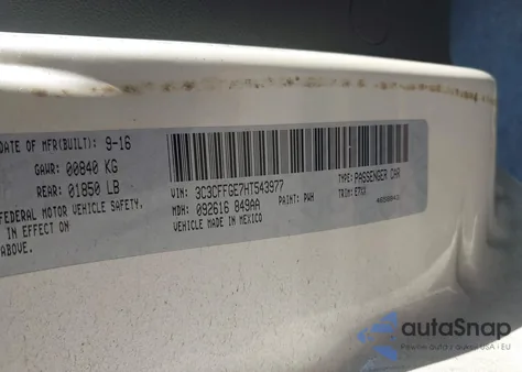 2017 Fiat 500E Battery Electric из США, поврежденный, VIN 3C3CFFGE7HT543977